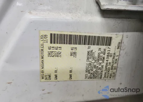 2010 Nissan Altima Base z USA, uszkodzony, nr VIN 1N4AL2AP8AN438617